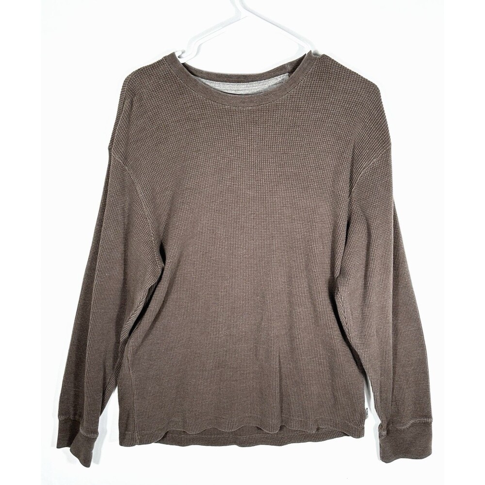 Izod Brown Gray Med Sweater Mens Cable Knit Crew Neck Preppy College Winter